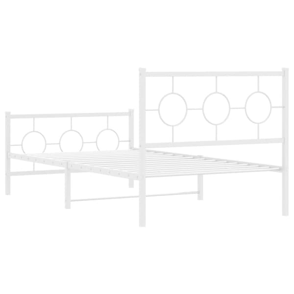 sengeramme med sengegavl og fodgærde 100x190 cm metal hvid