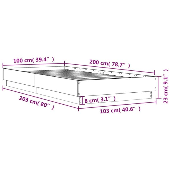 sengeramme 100x200 cm konstrueret træ betongrå