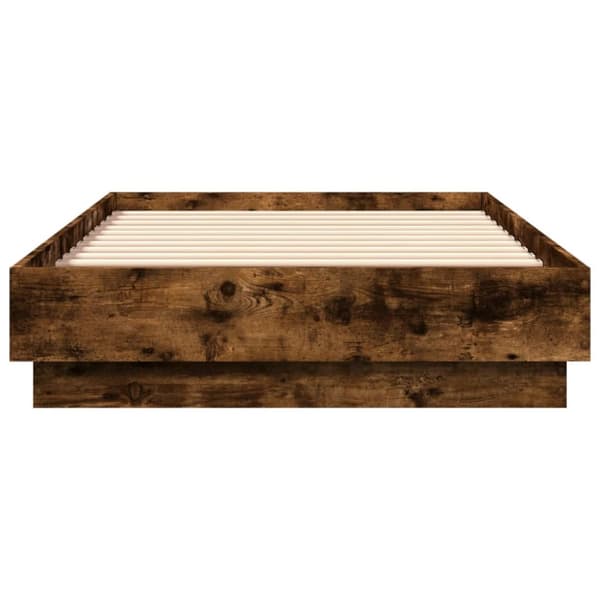 Sängram utan madrass rökfärgad ek 75x190 cm konstruerad trä