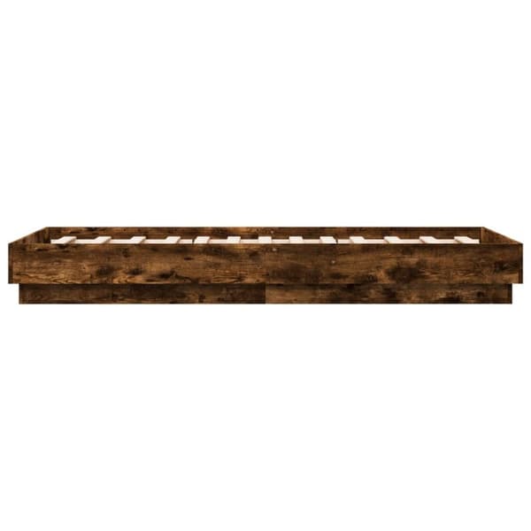 Sängram utan madrass rökfärgad ek 75x190 cm konstruerad trä