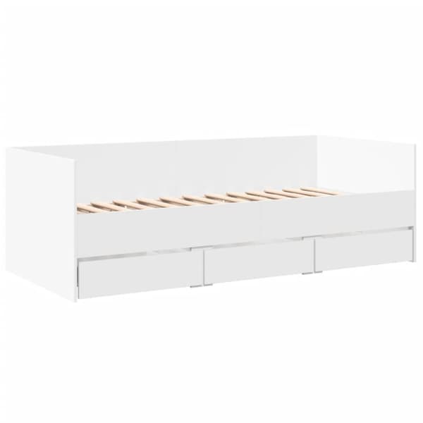 Sängram med lådor vit 100x200 cm konstruerat trä