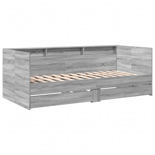 daybed med skuffer 90x200 cm konstrueret træ grå sonoma-eg