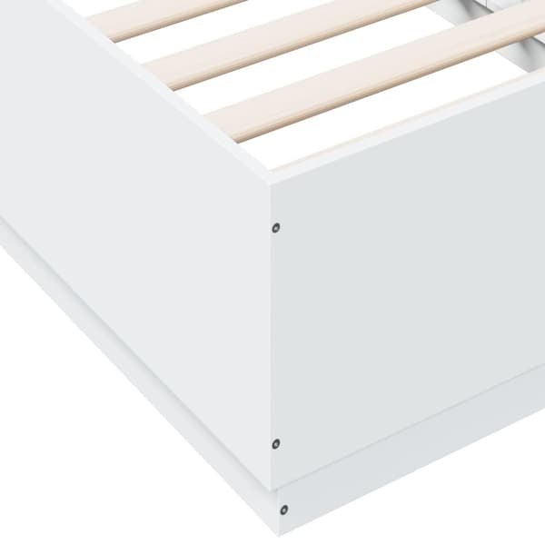 Sängynrunko LED-valoilla valkoinen 90x190 cm tekninen puu