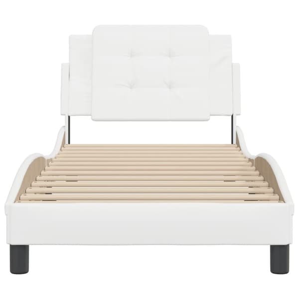 sengeramme med sengegavl 90x200 cm kunstlæder hvid