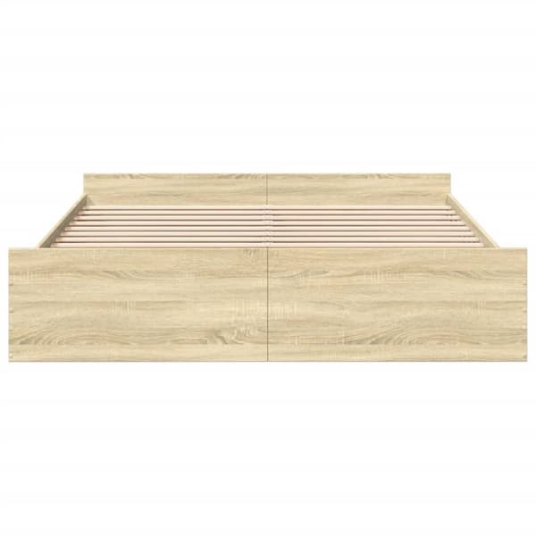 sengeramme med skuffer 200x200 cm konstrueret træ sonoma-eg