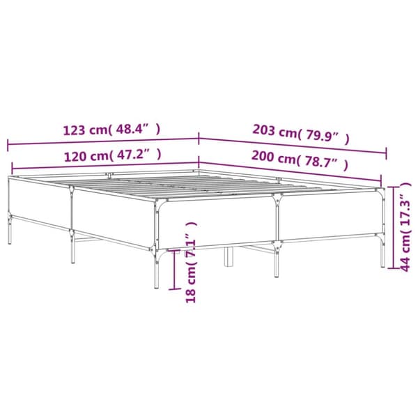 sengestel 120x200 cm konstrueret træ og metal sort