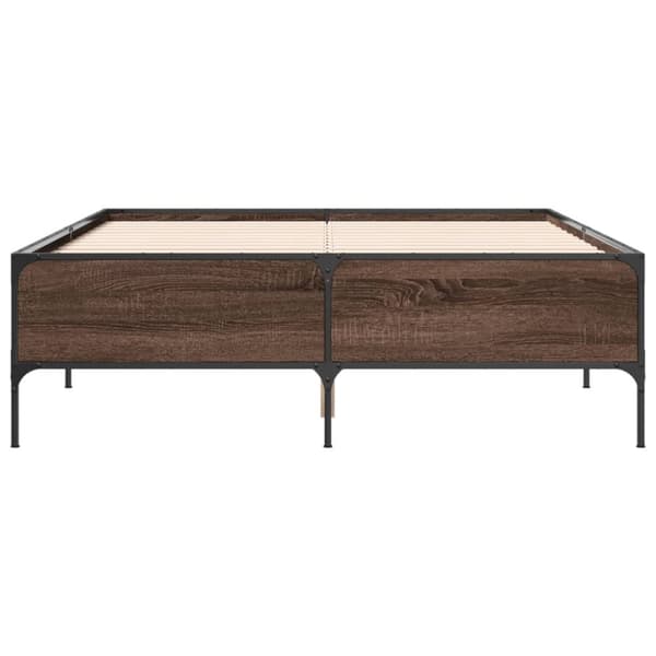 sengestel 120x190 cm konstrueret træ og metal brun egetræsfarve