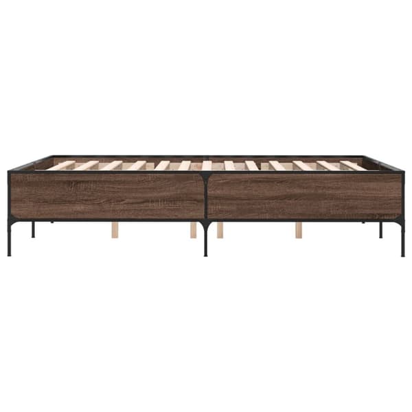 sengestel 120x190 cm konstrueret træ og metal brun egetræsfarve
