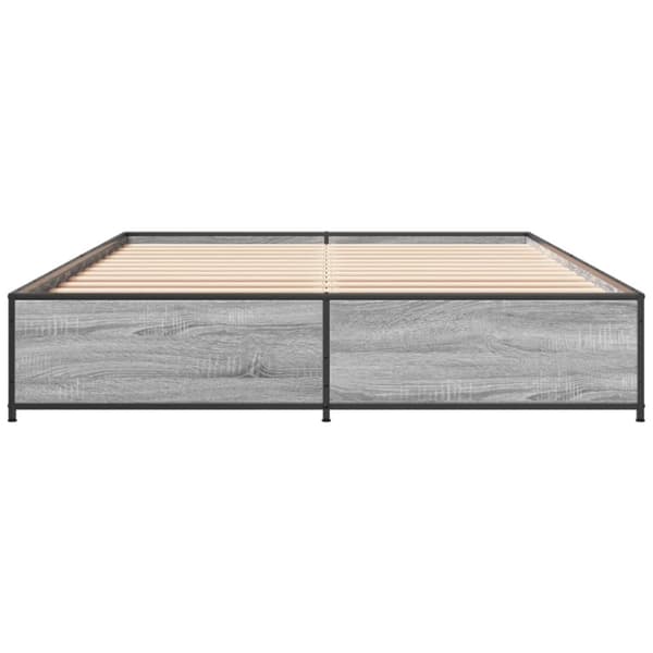 sengestel 150x200 cm konstrueret træ og metal grå sonoma-eg