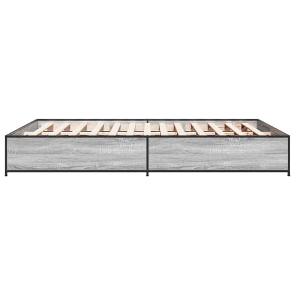 sengestel 150x200 cm konstrueret træ og metal grå sonoma-eg