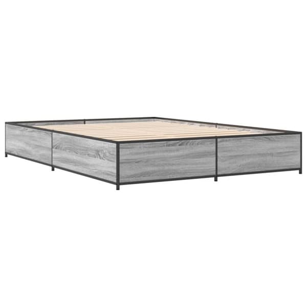 sengestel 150x200 cm konstrueret træ og metal grå sonoma-eg