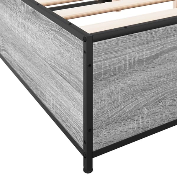 sengestel 150x200 cm konstrueret træ og metal grå sonoma-eg