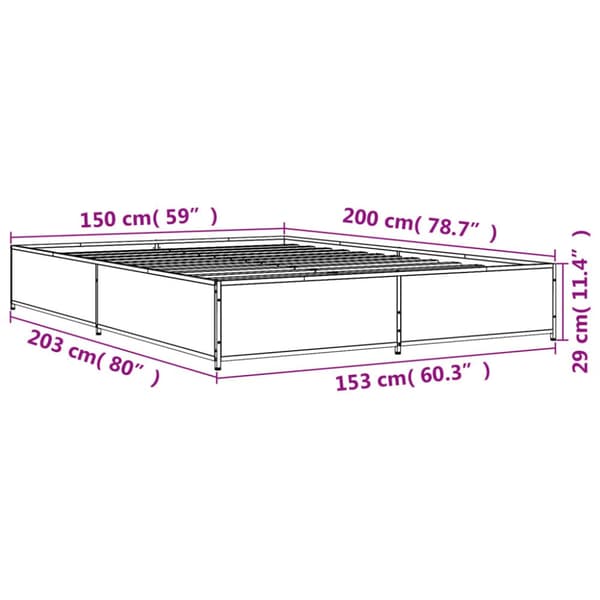 sengestel 150x200 cm konstrueret træ og metal grå sonoma-eg