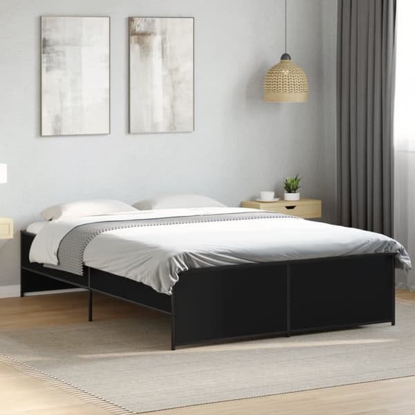 sengestel 120x190 cm konstrueret træ og metal sort