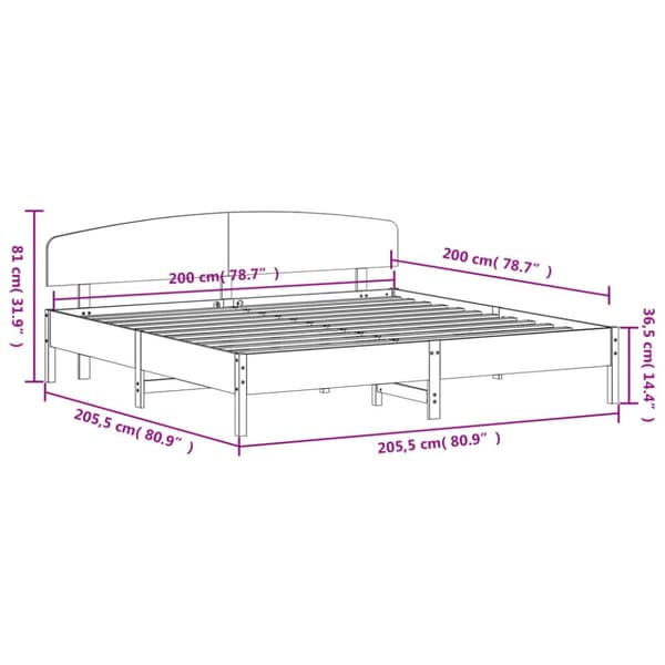 sengeramme uden madras 200x200 cm massivt fyrretræ gyldenbrun