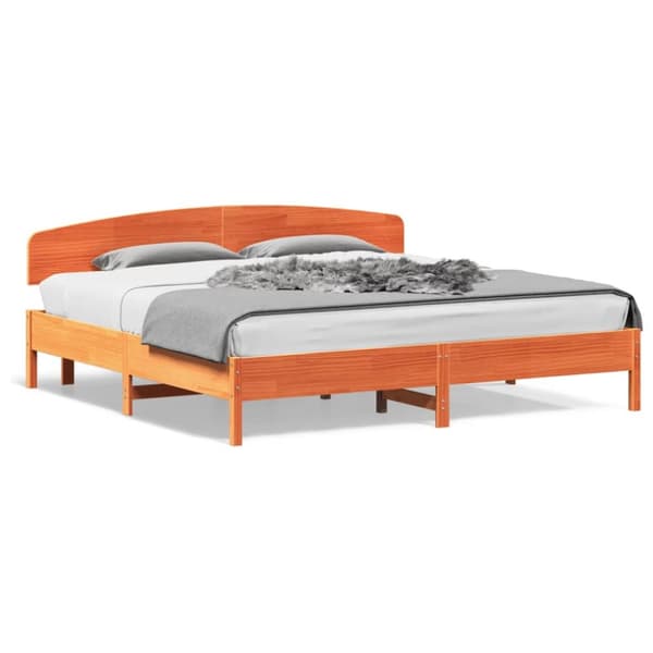 sengeramme uden madras 200x200 cm massivt fyrretræ gyldenbrun