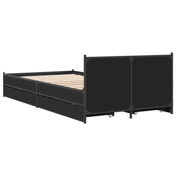 sengeramme med skuffer 75x190 cm konstrueret træ sort