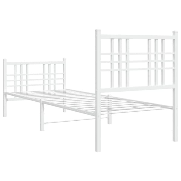 sengeramme med sengegavl og fodgærde 80x200 cm metal hvid