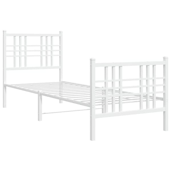 sengeramme med sengegavl og fodgærde 80x200 cm metal hvid