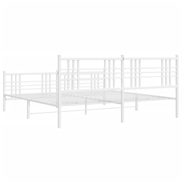 sengeramme med sengegavl og fodgærde 183x213 cm metal hvid