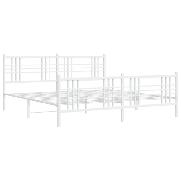 sengeramme med sengegavl og fodgærde 183x213 cm metal hvid