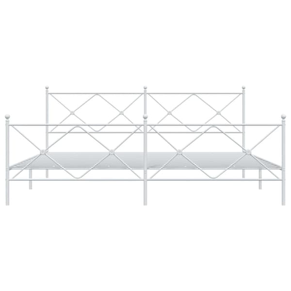 Metallinen sängynrunko päädyillä valkoinen 200x200 cm