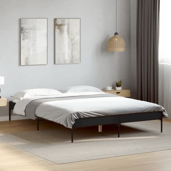 sengestel 140x200 cm konstrueret træ og metal sort