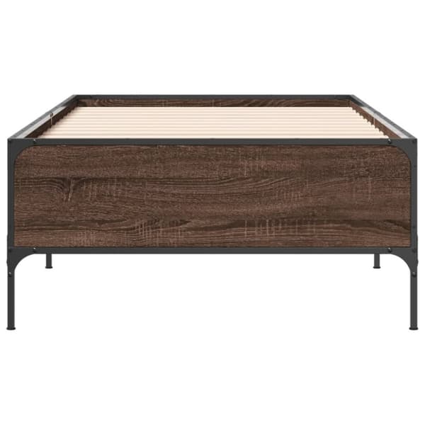 Sängynrunko ruskea tammi 75x190 cm tekninen puu ja metalli