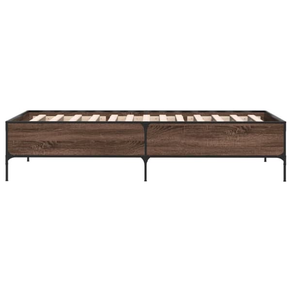 Sängynrunko ruskea tammi 75x190 cm tekninen puu ja metalli