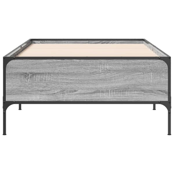 sengeramme 90x200 cm konstrueret træ og metal grå sonoma-eg