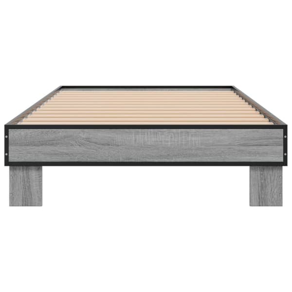 sengeramme 90x200 cm konstrueret træ og metal grå sonoma-eg