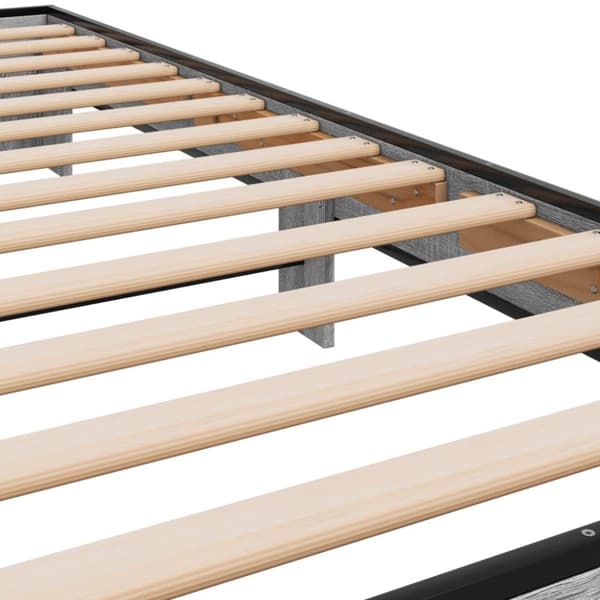 sengeramme 90x200 cm konstrueret træ og metal grå sonoma-eg