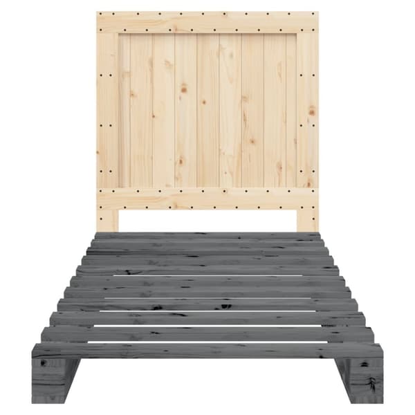 sengeramme med sengegavl 90x200 cm massivt fyrretræ grå