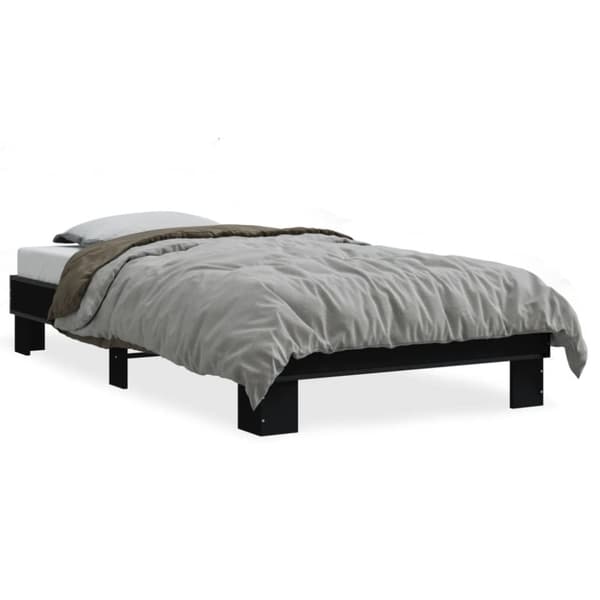 sengeramme 75x190 cm konstrueret træ og metal sort
