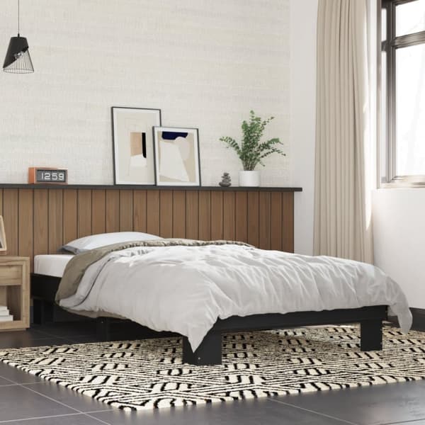 sengeramme 75x190 cm konstrueret træ og metal sort