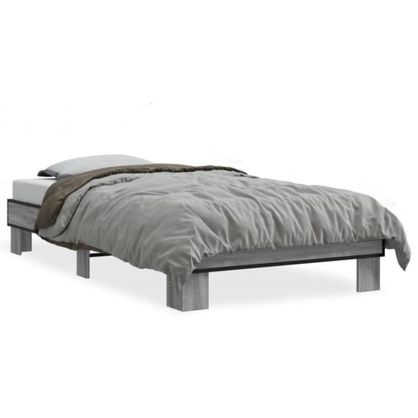 Sängynrunko harmaa Sonoma 75x190 cm tekninen puu ja metalli