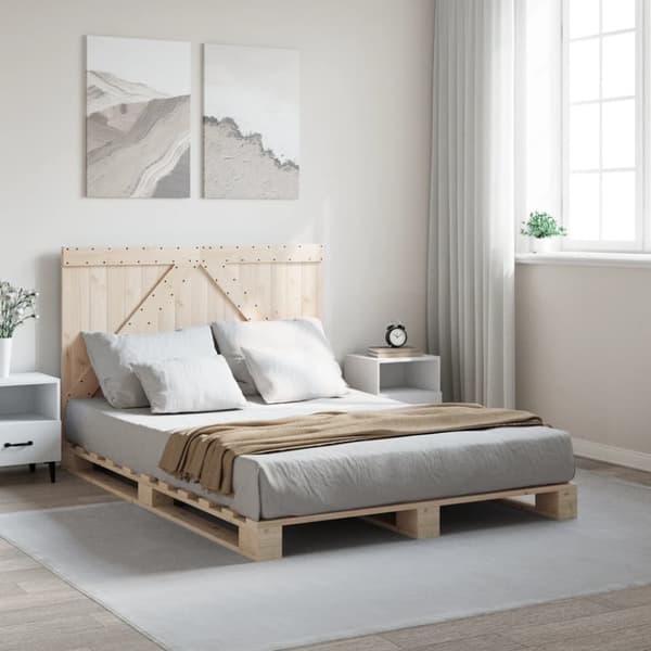sengeramme med sengegavl 140x200 cm massivt fyrretræ hvid