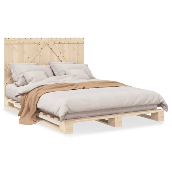 sengeramme med sengegavl 140x200 cm massivt fyrretræ hvid