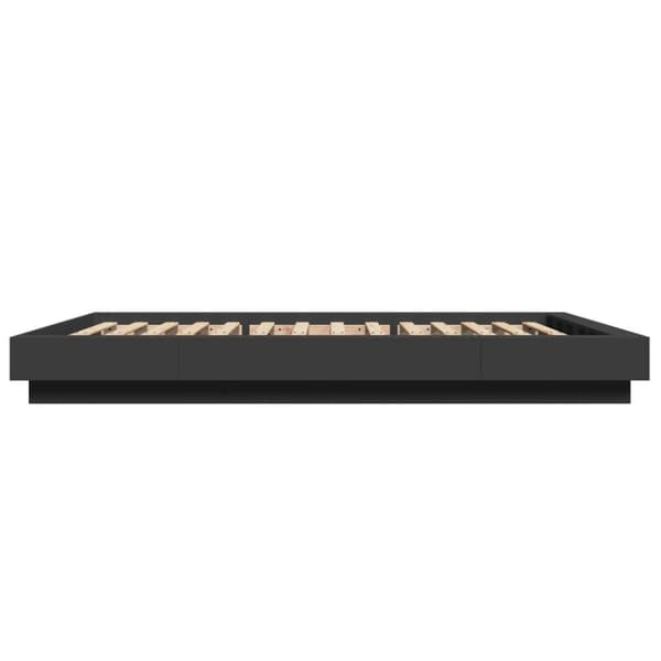 sengeramme med LED-lys 120x200 cm konstrueret træ sort