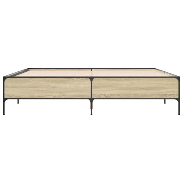 sengestel 200x200 cm konstrueret træ og metal sonoma-eg