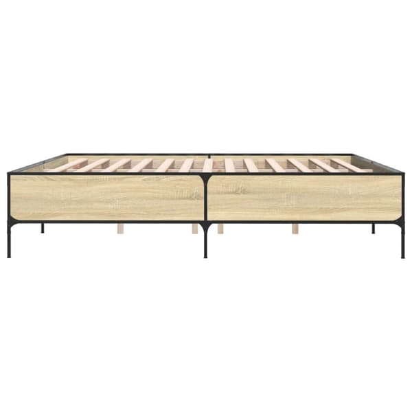 sengestel 200x200 cm konstrueret træ og metal sonoma-eg