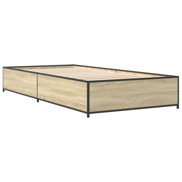 sengeramme 100x200 cm konstrueret træ og metal sonoma-eg