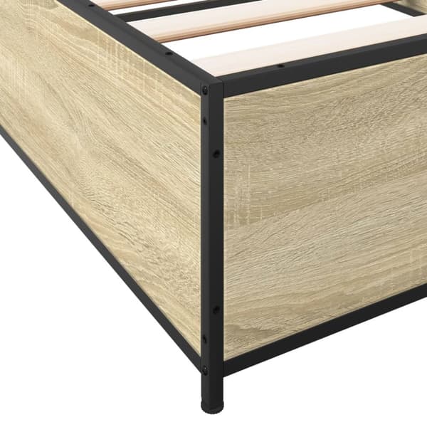 sengeramme 100x200 cm konstrueret træ og metal sonoma-eg