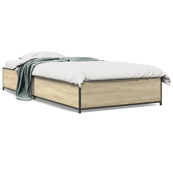 sengeramme 100x200 cm konstrueret træ og metal sonoma-eg