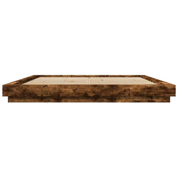 Sängynrunko LED-valoilla savutammi 200x200 cm tekninen puu