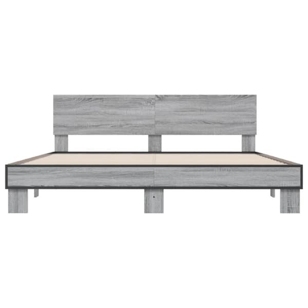 Sängynrunko harmaa Sonoma 200x200 cm tekninen puu ja metalli