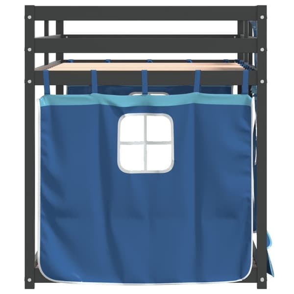 køjeseng med gardiner 90x190 cm massivt fyrretræ blå