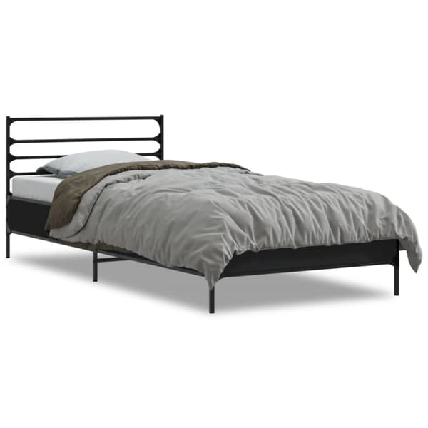 sengeramme 75x190 cm konstrueret træ og metal sort
