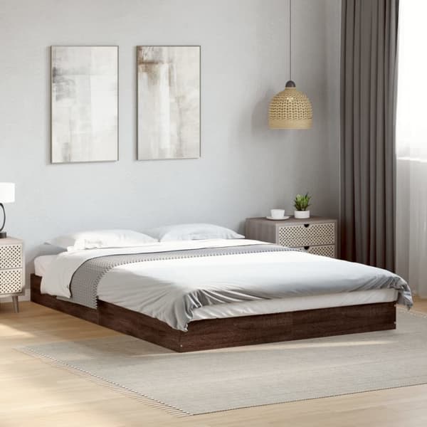 sengeramme 140x200 cm uden madras konstrueret træ brunt eg