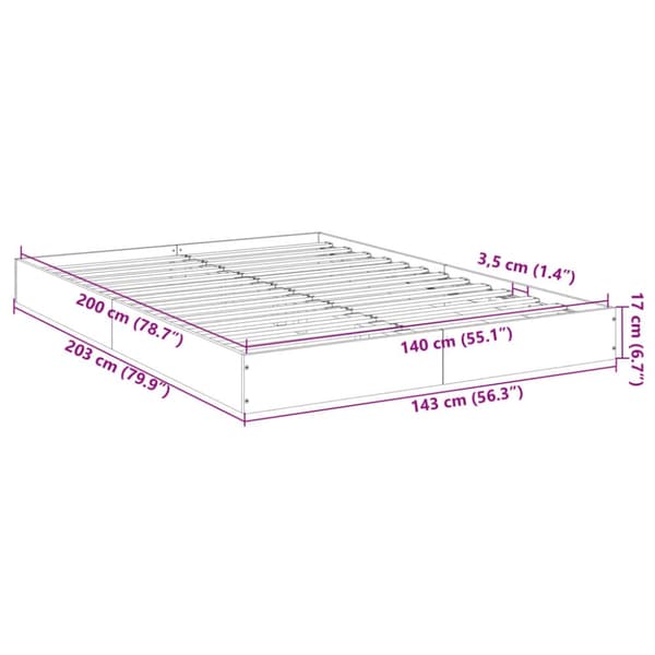 sengeramme 140x200 cm uden madras konstrueret træ brunt eg